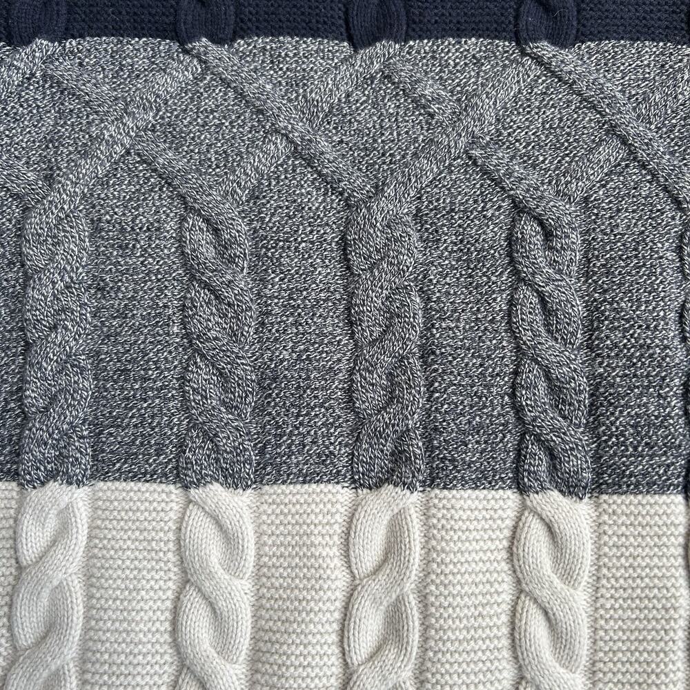 Talbots Chunky Cable Knit Nautical Sweater Size Small Color Block Blue White - Picture 9 of 11